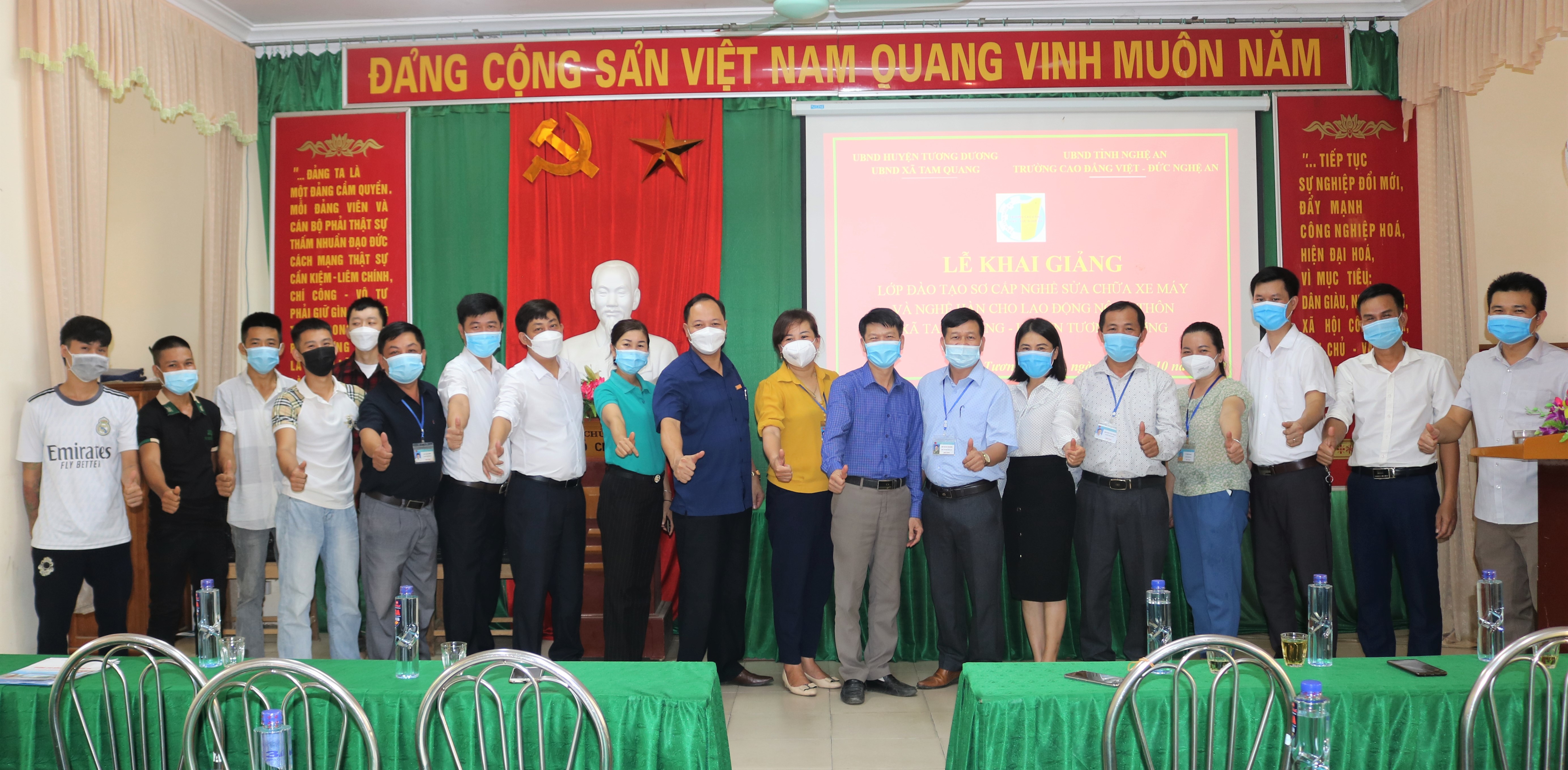 Trường Cao đẳng Việt – Đức Nghệ An tổ chức Lễ khai giảng Đào tạo nghề lao động nông thôn tại huyện Thanh Chương và huyện Tương Dương năm học 2021 - 2022