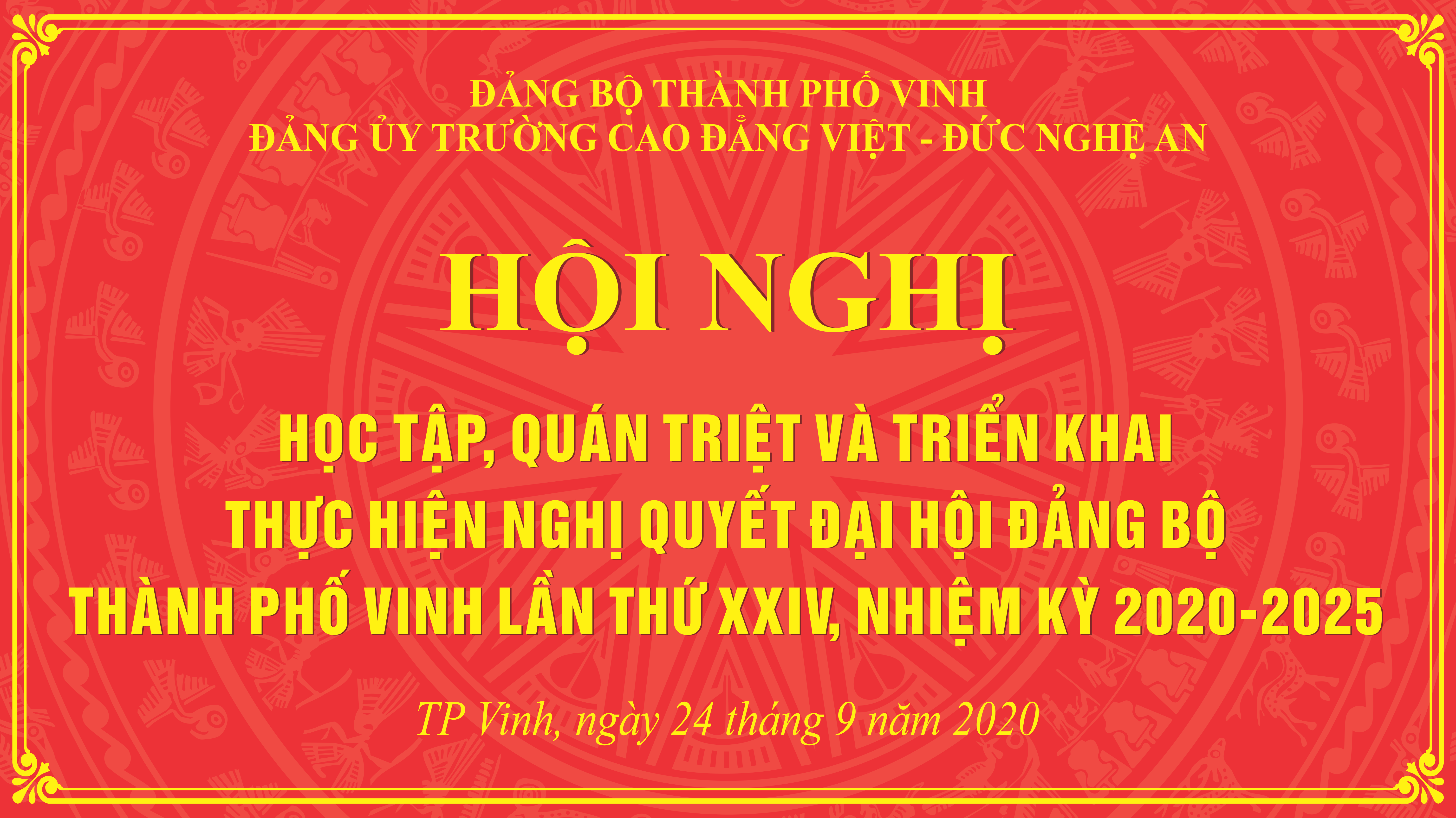 Hội nghị học tập,quán triệt và triển khai thực hiện Nghị Quyết Đại hội Đảng bộ Thành phố Vinh lần thứ XXIV, nhiệm kỳ 2020-2025