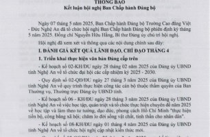 Thông báo số 35-TB/ĐU của Đảng ủy Trường Cao đẳng Việt - Đức Nghệ An về Kết luận Hội nghị Ban Chấp hành Đảng bộ phiên định kỳ tháng 5 năm 2025