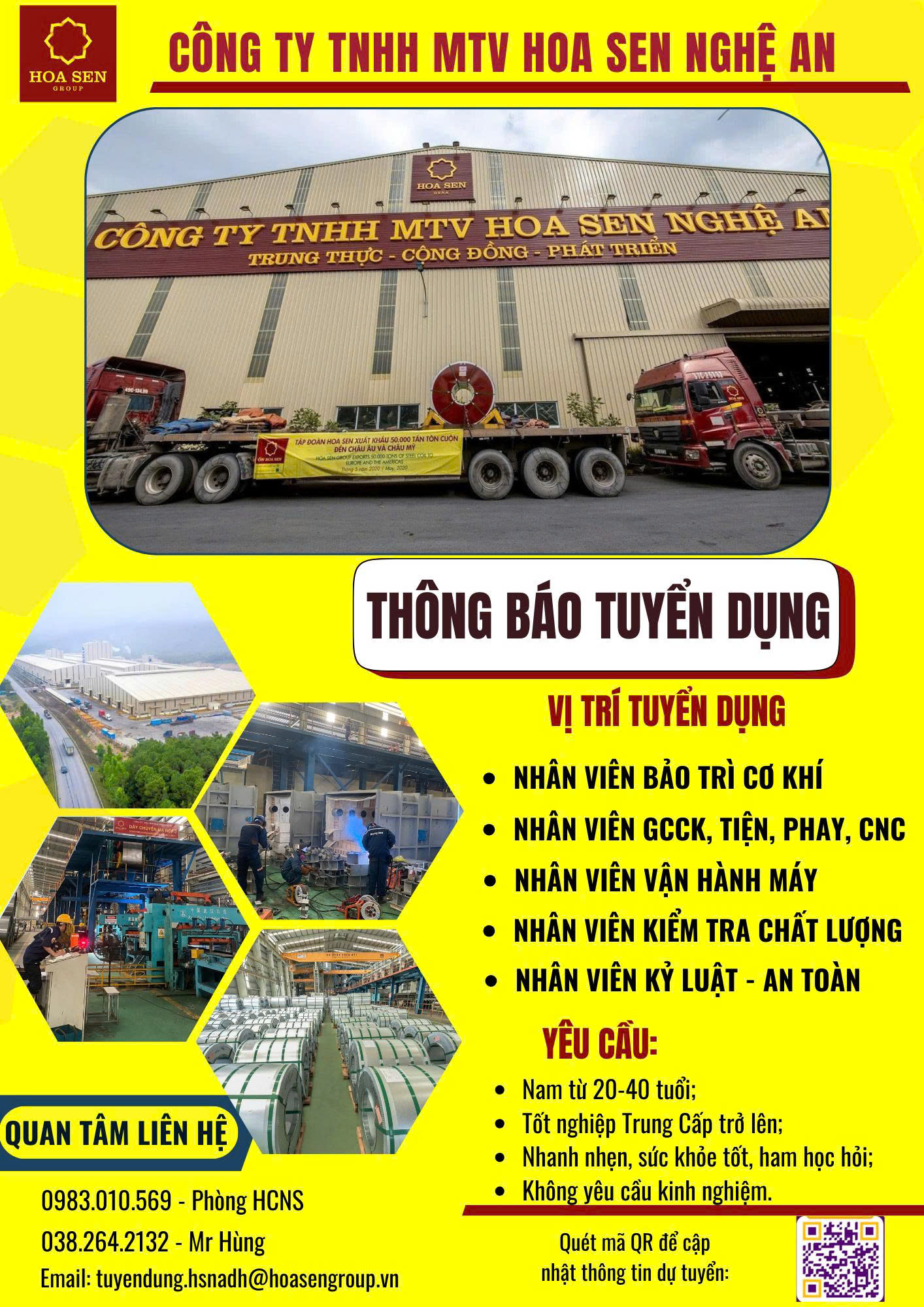 Thông báo tuyển dụng - Cơ hội làm việc tại Công ty TNHH MTV Hoa sen Nghệ An
